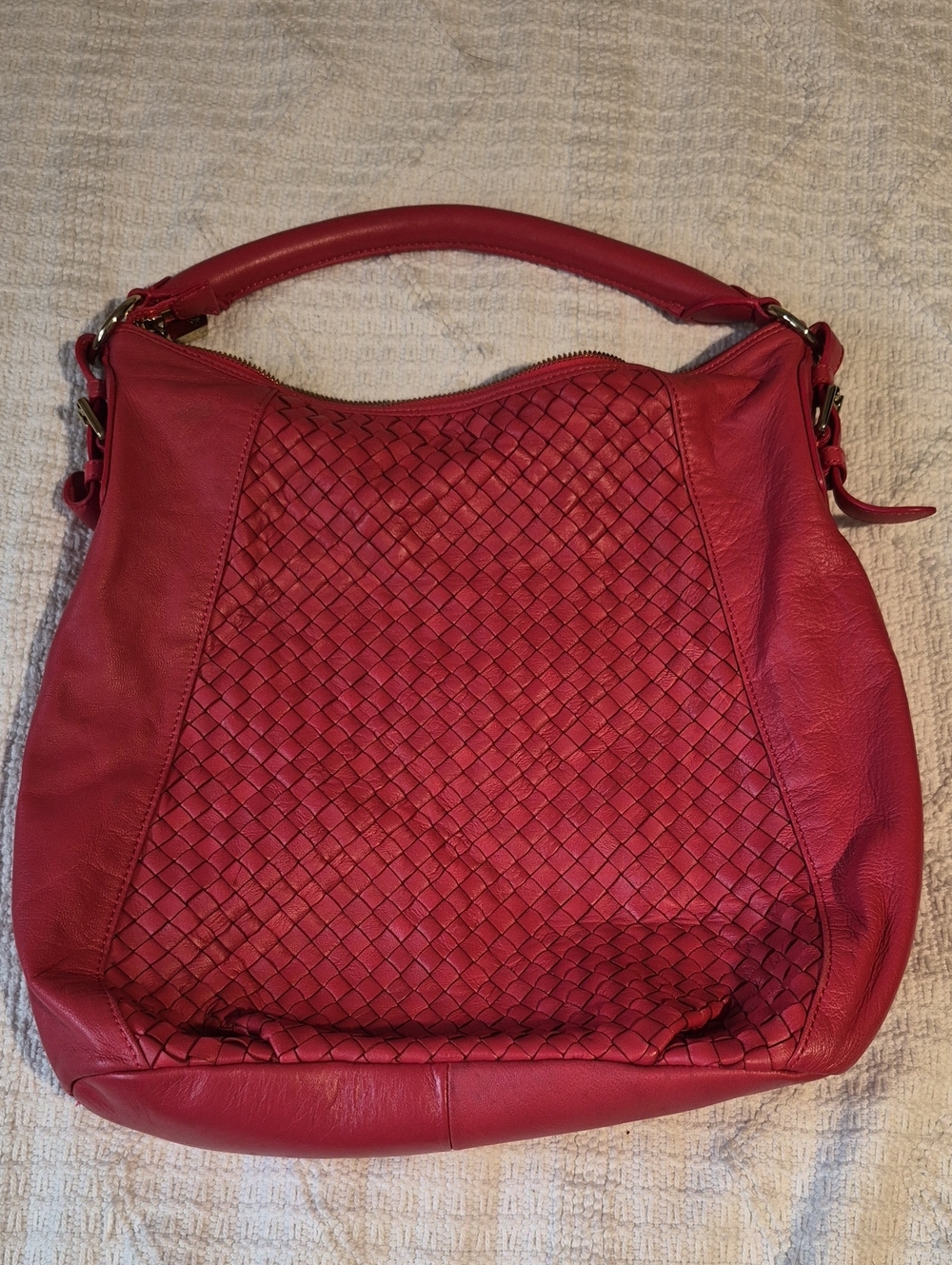 Christopher Kon Woven Leather Slouchy Hobo Bag - 🍒Cherry Red🍒